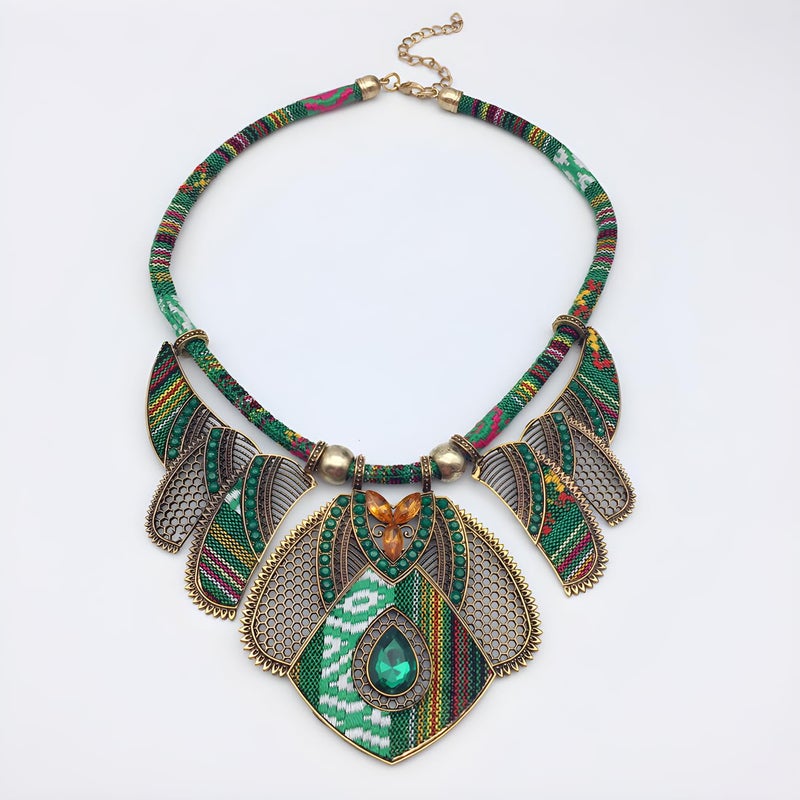 CCBFY Ethnic Style Chunky Colorful Collar Festival Tribal Beaded Boho Choker Costume Necklace For Women Gift (Green 2#) - Image 3