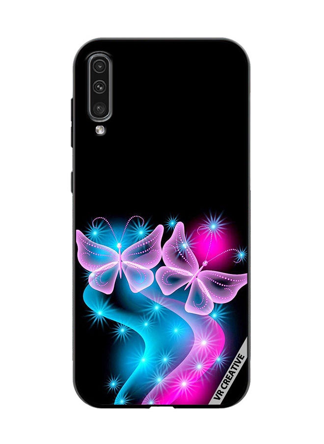 VR CREATIVE Protective Case Cover For Samsung Galaxy A70/A70s Butterfly Pink Black Background Design Multicolour  - Image 1