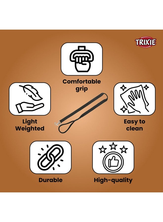 تريكسي سلسلة كلاسيكية للكلاب من النايلون قابلة للتعديل مع خطافات من الفولاذ المقاوم للصدأ وحلقة مبطنة توفر قبضة مريحة - (4 أقدام/15 مم، مقاس XS-S) أسود (عبوة من 3 قطع) - Image 2