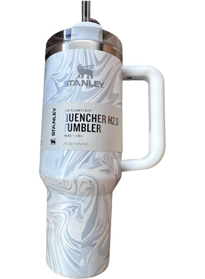 STANLEY Adventure Quencher H2.0 FlowState Tumbler 40oz – Polar Swirl Stainless Steel Reusable Travel Mug with 3-Position Leak-Resistant Lid and Straw – Vacuum Insulated Double Wall Cup Keeps Drinks Cold for 48 Hours – BPA-Free, Dishwasher Safe, Made with 90% Recycled Materials – Durable & Ergonomic with Comfort-Grip Handle – Ideal for Office, Car, Gym, or Outdoor Use - Image 3