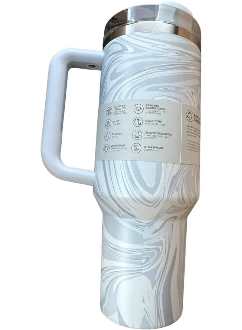 STANLEY Adventure Quencher H2.0 FlowState Tumbler 40oz – Polar Swirl Stainless Steel Reusable Travel Mug with 3-Position Leak-Resistant Lid and Straw – Vacuum Insulated Double Wall Cup Keeps Drinks Cold for 48 Hours – BPA-Free, Dishwasher Safe, Made with 90% Recycled Materials – Durable & Ergonomic with Comfort-Grip Handle – Ideal for Office, Car, Gym, or Outdoor Use - Image 2