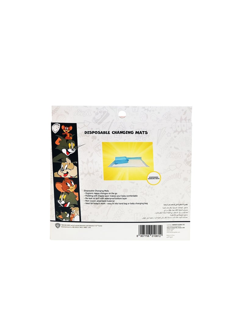 Tom & Jerry - Disposable Changing Mats Box Of 15 Pcs, Nappy Pad, Pet Training Baby Diaper Mat, Pad Blue - Image 2