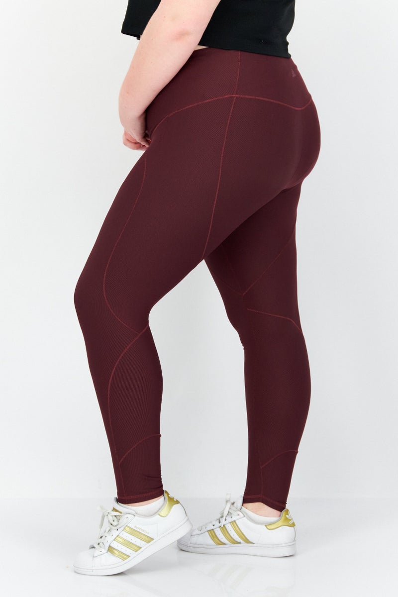 Adidas Women Plus Size Yoga Tights, Maroon - Image 4