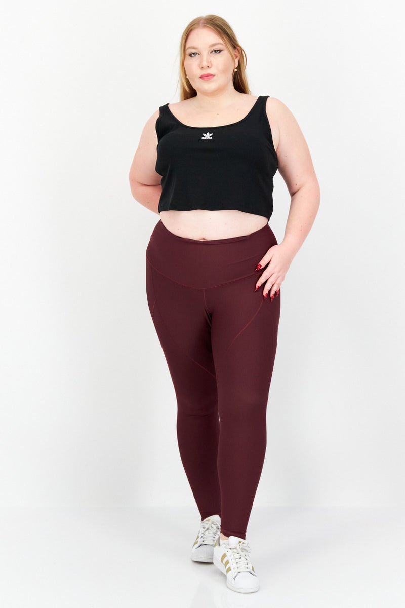 Adidas Women Plus Size Yoga Tights, Maroon - Image 3
