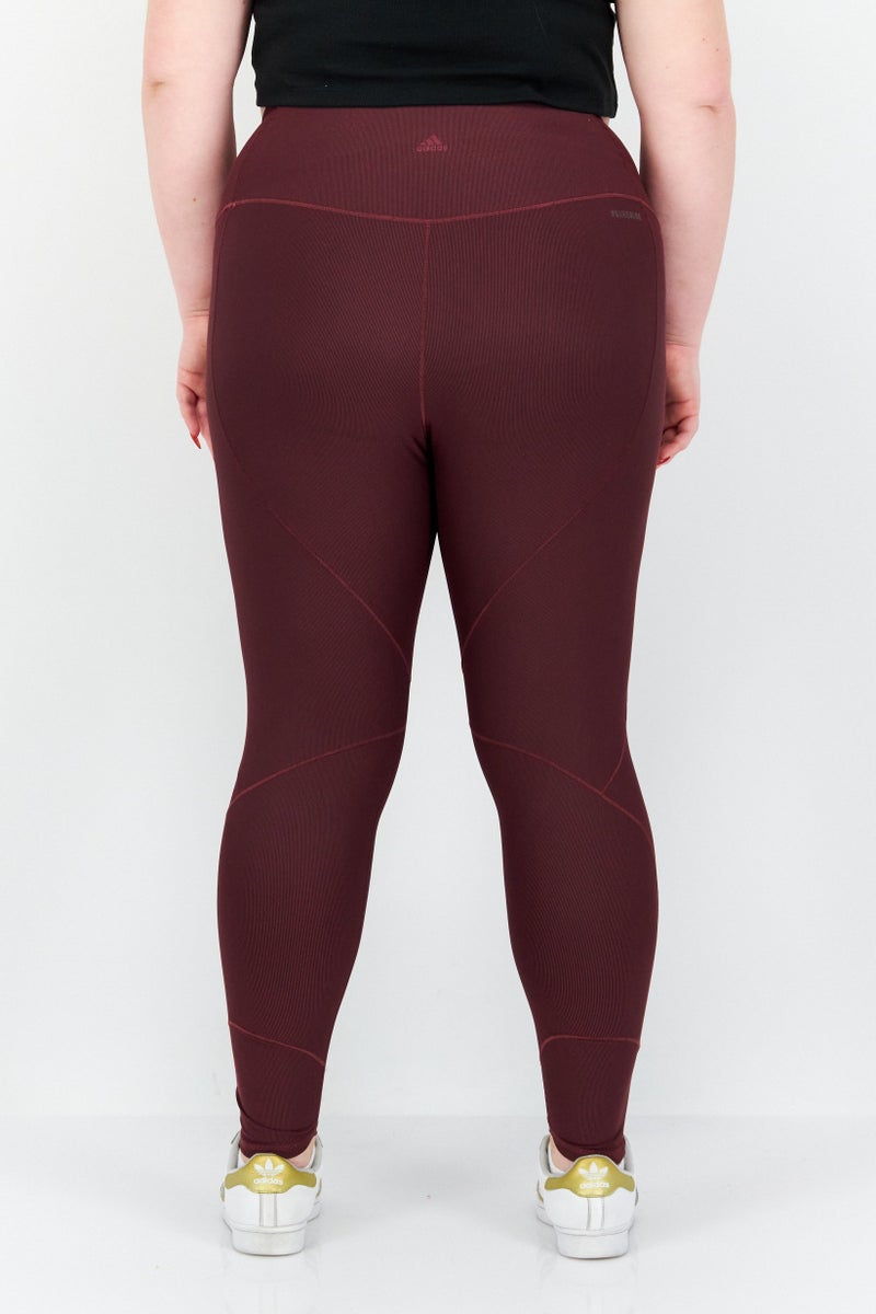Adidas Women Plus Size Yoga Tights, Maroon - Image 2