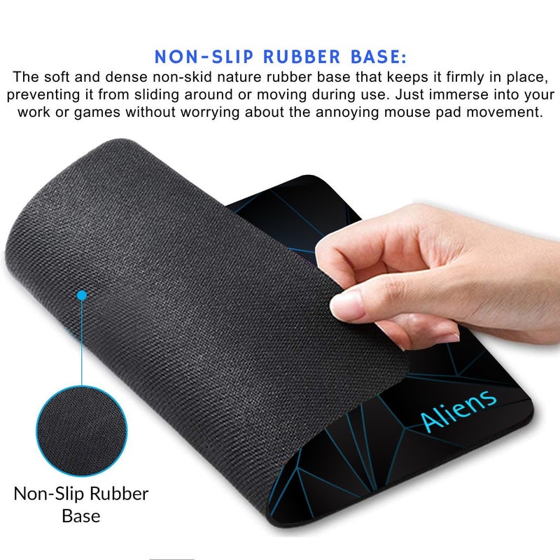 Aliens Mouse Pad for Computer, Laptop, Smooth Premium Cloth Surface, Non-Slip Rubber Base, Speed and Precision Operation Compatible with Laser and Optical Mouse, Gaming, Office, Home 230x190mm (3D-01) - Image 2