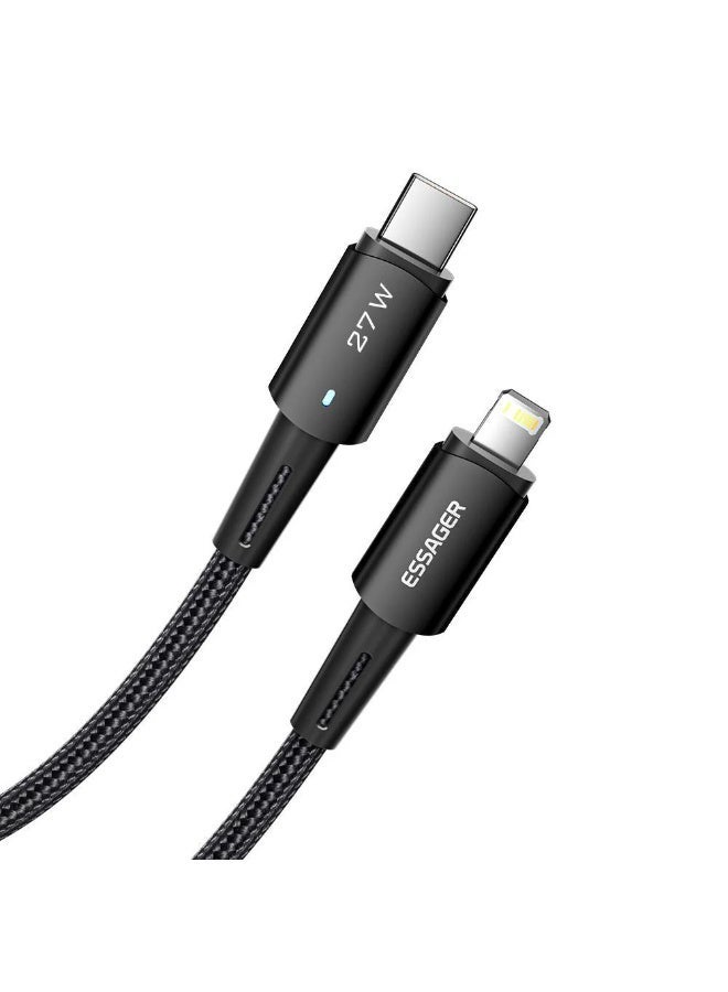 ESSAGER USB-C to Lightning Cable 27W Fast Charging 3A iPhone Charger Cable 1M, PD Fast Charge Data Cable 480Mbps - Image 1