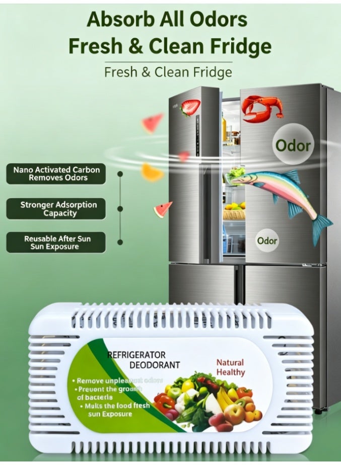 CityRiya-Long Natural Refrigerator Deodorizer 3‑Pack, Fridge Odor Eliminator, Reusable Odor Absorbing Box, Keeps Refrigerator Fresh & Food Odor‑Free (LB-A51-01-1) - Image 3