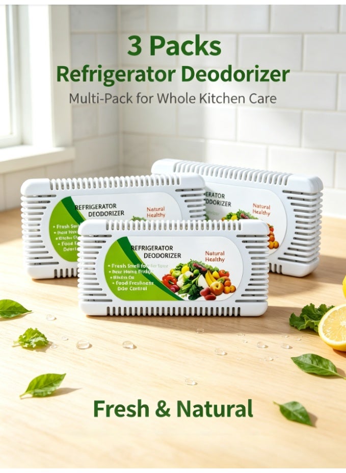 CityRiya-Long Natural Refrigerator Deodorizer 3‑Pack, Fridge Odor Eliminator, Reusable Odor Absorbing Box, Keeps Refrigerator Fresh & Food Odor‑Free (LB-A51-01-1) - Image 1