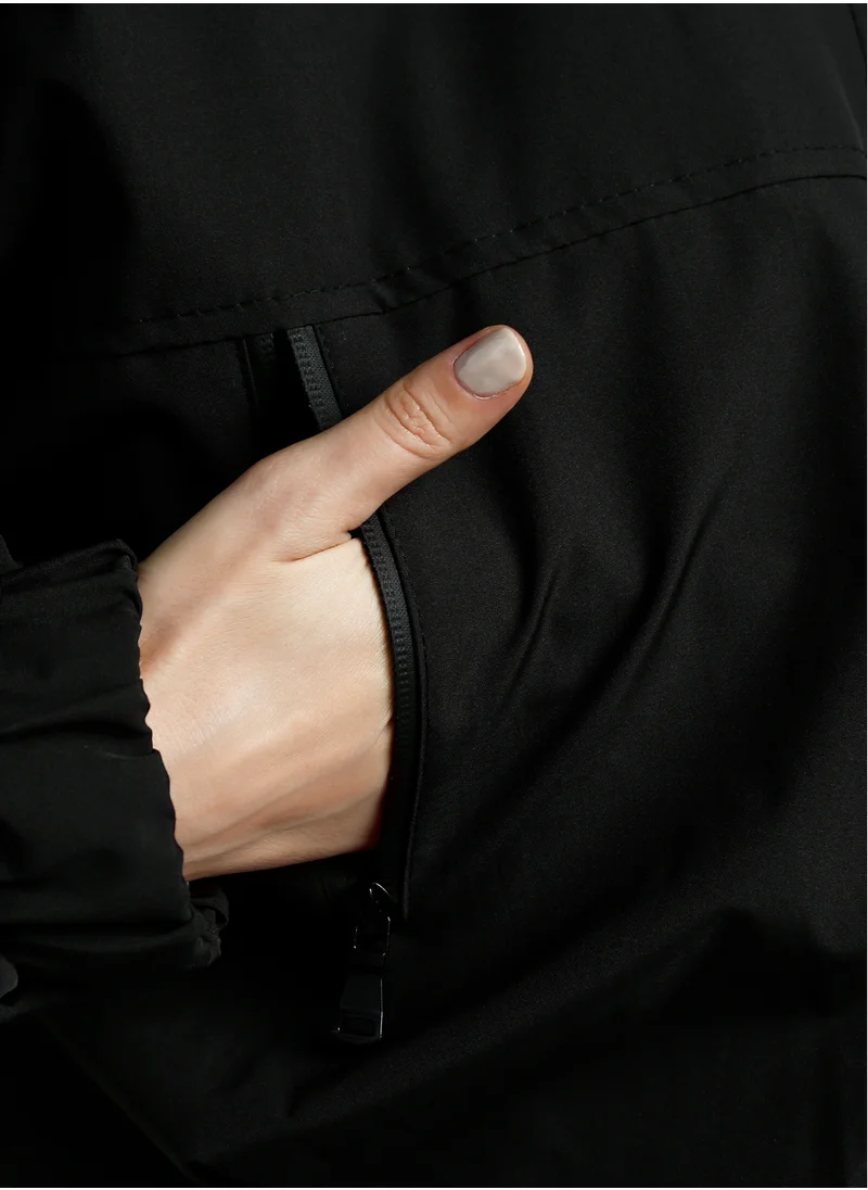 London Rag Drawstring Cropped Woven Jacket in Black