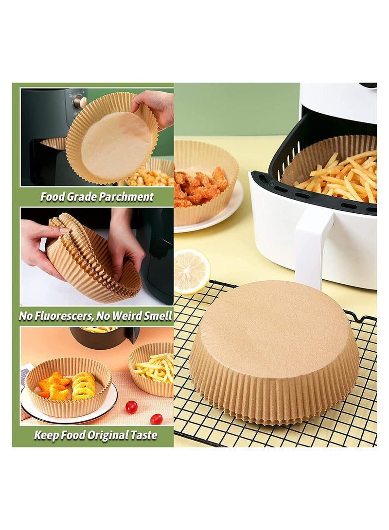 KASTWAVE 100 PCS Air Fryer Disposable Paper Liner, Non-stick Disposable Air Fryer Liners, Baking Paper for Air Fryer Microwave Oil-proof, Water-proof, Unperforated Round Paper Liner (Natural Color, 6.3 Inch) - Image 4