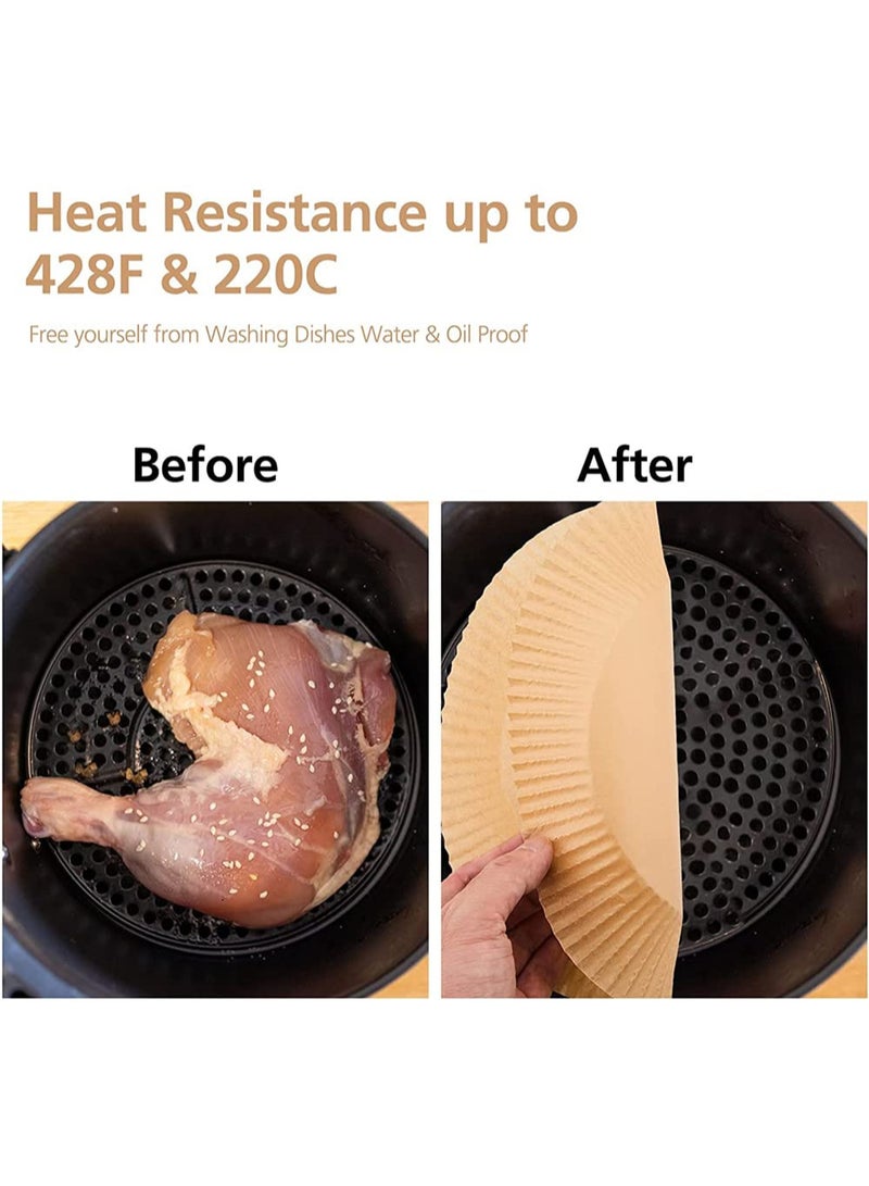 KASTWAVE 100 PCS Air Fryer Disposable Paper Liner, Non-stick Disposable Air Fryer Liners, Baking Paper for Air Fryer Microwave Oil-proof, Water-proof, Unperforated Round Paper Liner (Natural Color, 6.3 Inch) - Image 3