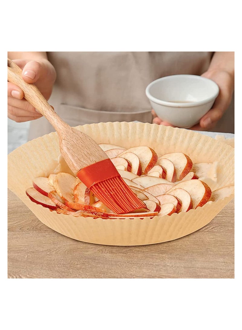 KASTWAVE 100 PCS Air Fryer Disposable Paper Liner, Non-stick Disposable Air Fryer Liners, Baking Paper for Air Fryer Microwave Oil-proof, Water-proof, Unperforated Round Paper Liner (Natural Color, 6.3 Inch) - Image 5