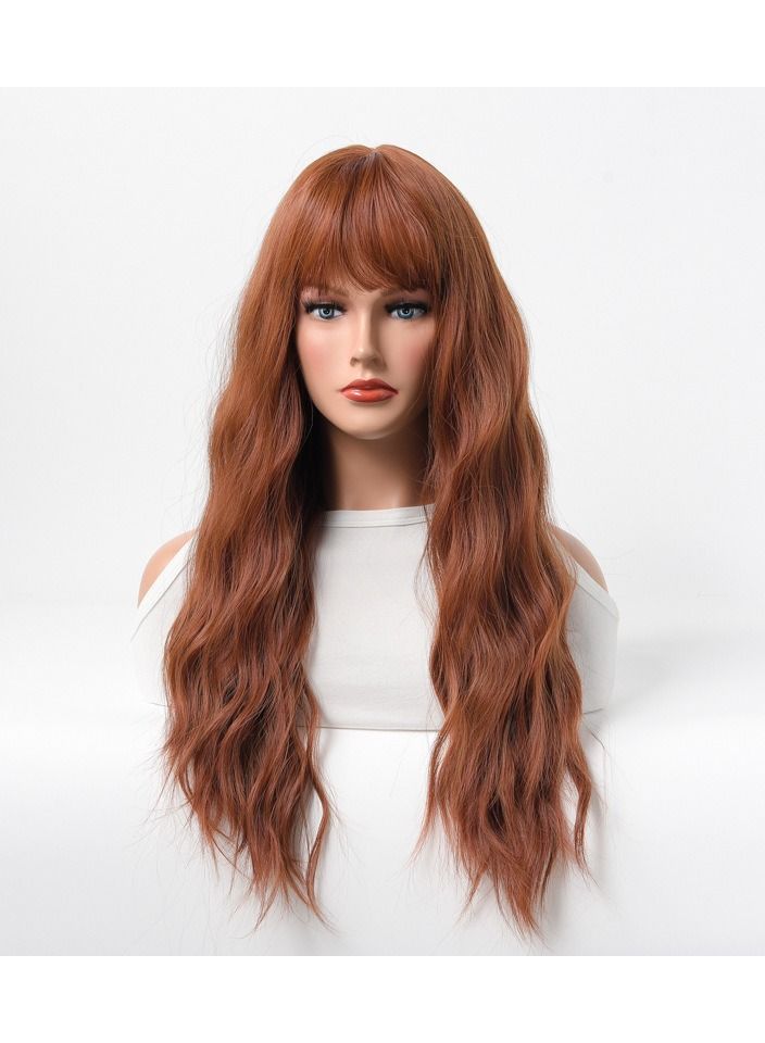 إستيل شعر مستعار طويل مجعد شعر مموج كبير متوسط ​​طويل غطاء رأس كامل بني - Image 1