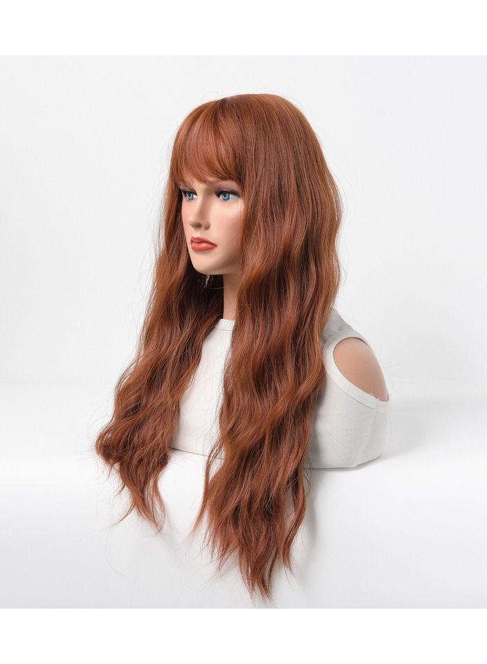 إستيل شعر مستعار طويل مجعد شعر مموج كبير متوسط ​​طويل غطاء رأس كامل بني - Image 2