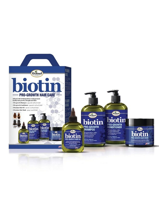 difeel Biotin Progrowth 4Pc Hair Care Gift Set Includes Shampoo 12Oz Conditioner 12Oz Hair Oil 7Oz And Hair Mask 12Oz.  - Image 1
