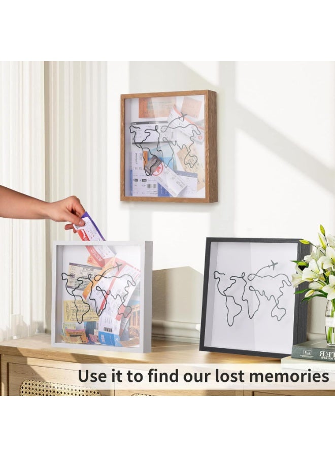 NANAO Adventure Archive Travel Memory Keepsake Life in a Box Frame with Non-Marking Nail for Travel Gifts Essentials, 8in Travel Collection Shadow Box Frame Display Case for Ticket Photo Postcard - Image 3