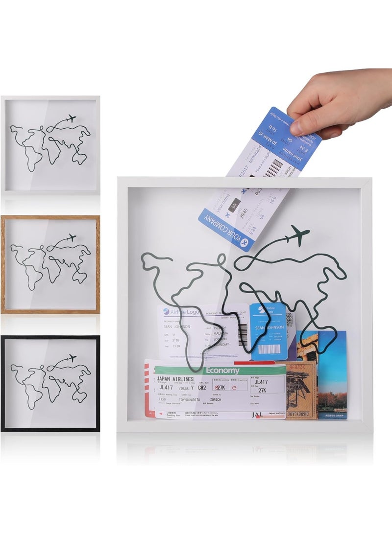 NANAO Adventure Archive Travel Memory Keepsake Life in a Box Frame with Non-Marking Nail for Travel Gifts Essentials, 8in Travel Collection Shadow Box Frame Display Case for Ticket Photo Postcard - Image 1