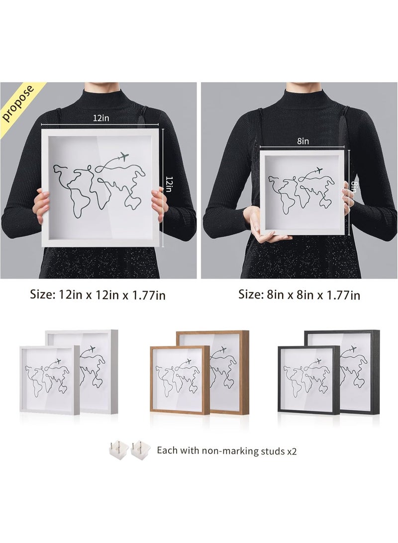 NANAO Adventure Archive Travel Memory Keepsake Life in a Box Frame with Non-Marking Nail for Travel Gifts Essentials, 8in Travel Collection Shadow Box Frame Display Case for Ticket Photo Postcard - Image 2