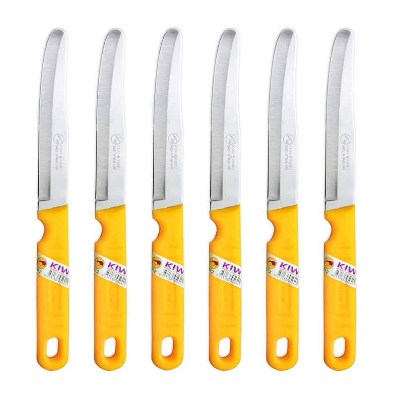 Kiwi SET 512 6 piece Fruit KnivesSilver and Yellow