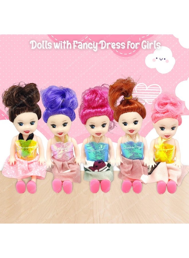 FunBlast Doll Toys for Kids, (Pack of 5 Pcs)- Small Doll for Girls- 10 CM Cute Realistic Dolls for Girls, Dolls for 3+ Years Girls (5Pcs, Multicolor) - Image 3