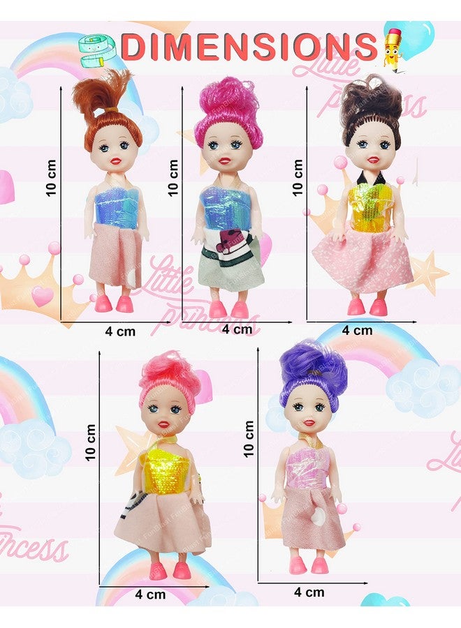 FunBlast Doll Toys for Kids, (Pack of 5 Pcs)- Small Doll for Girls- 10 CM Cute Realistic Dolls for Girls, Dolls for 3+ Years Girls (5Pcs, Multicolor) - Image 2
