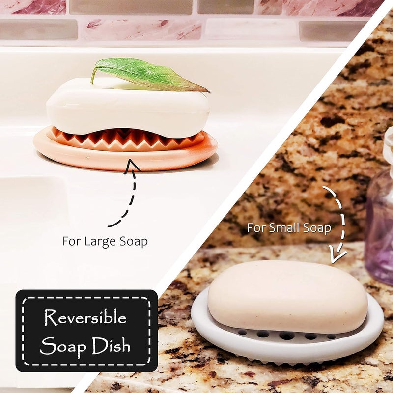 Potency Soap Tray, 2 PCS All in One Silicone Soap Dish with Brushes Multipurpose Self Draining Soap Holder for Bar Soap Shower Bathroom Sink Kitchen (Random Color) - Image 4