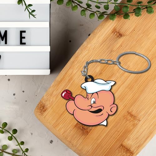 Bhai Please Popeye Wooden Keychain For Car, Bike, Office, Home (Pack Of 1) Multicolour Key Chain With Ring | Gift Men, Women, Girls, Boys, Him And Her, Multicolor) - Image 2