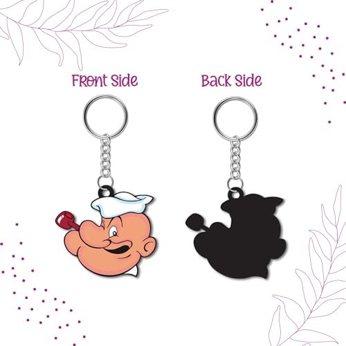 Bhai Please Popeye Wooden Keychain For Car, Bike, Office, Home (Pack Of 1) Multicolour Key Chain With Ring | Gift Men, Women, Girls, Boys, Him And Her, Multicolor) - Image 4
