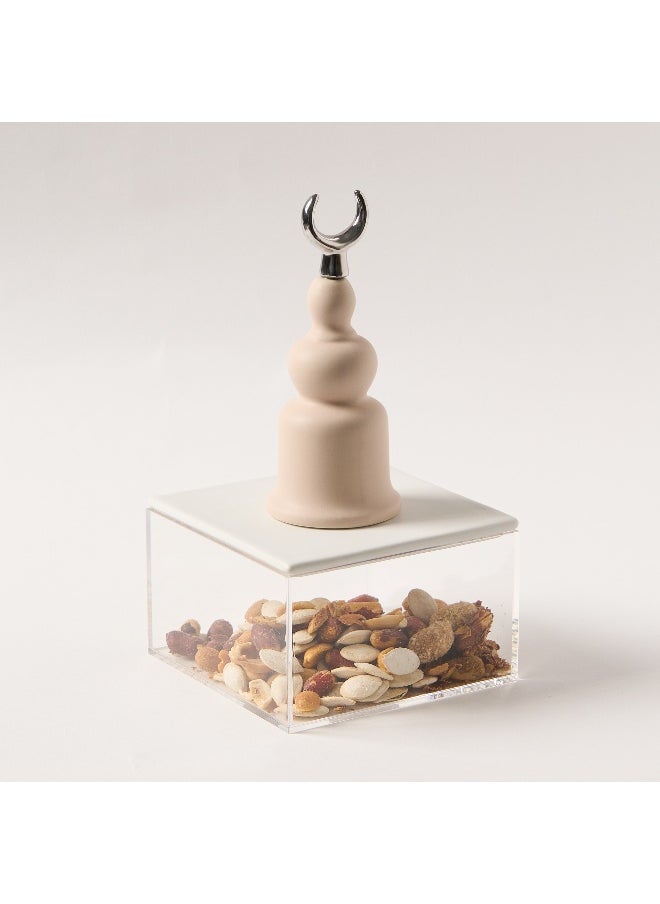 Homez - La Mesa light pink acrylic decorative box with silver crecent 12*12*23.3 - Image 1
