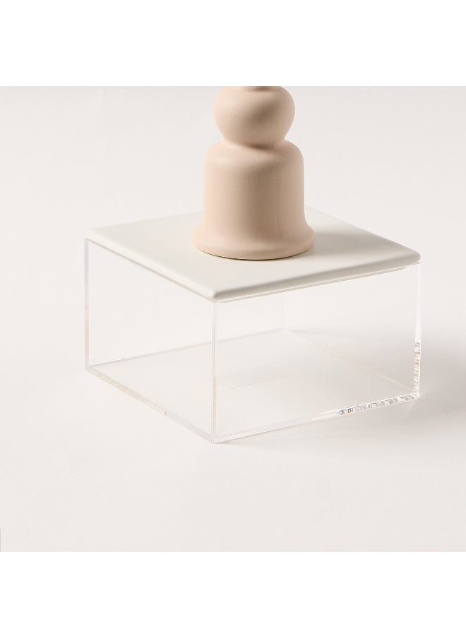 Homez - La Mesa light pink acrylic decorative box with silver crecent 12*12*23.3 - Image 1