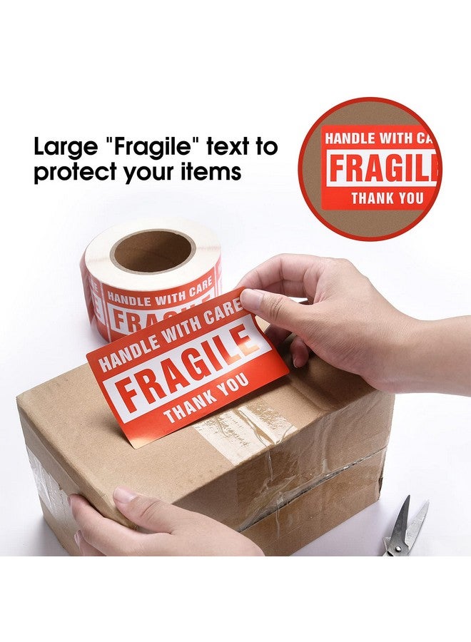 باسيفيك ميلر ملصقات هشة للشحن بمقبض 3 بوصة × 5 بوصة بعناية ملصقات هشة ملصقات شحن إجمالي 100 ملصق لكل لفة - Image 3