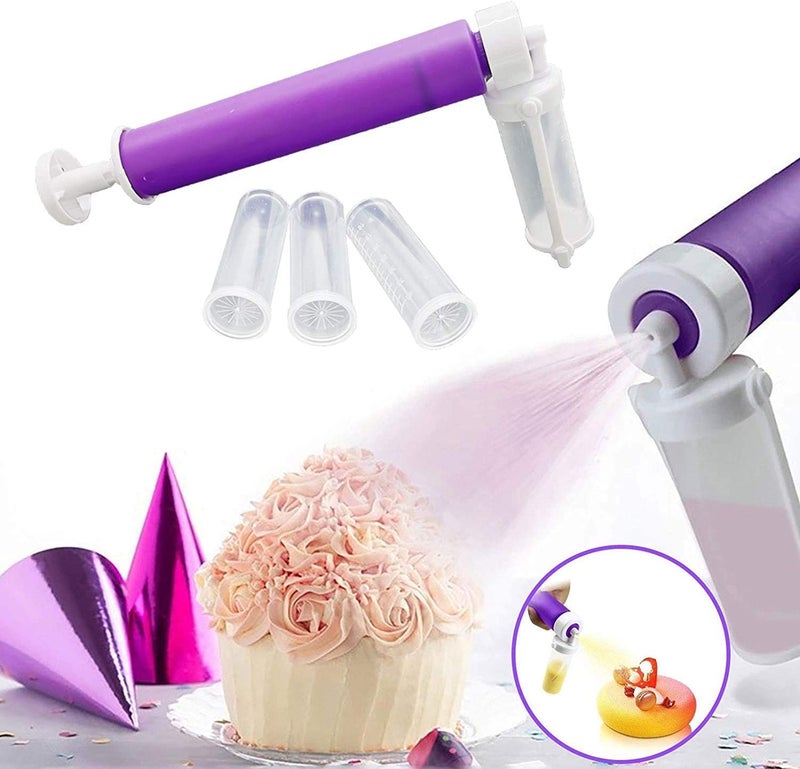 Jeyang Manual Airbrush for Cakes Glitter Decorating Tools DIY Baking Cake Airbrush Pump Colouring Spray Gun Kitchen Cake Decorating Kit for Cupcakes Cookies and Desserts Multicolour - Image 1