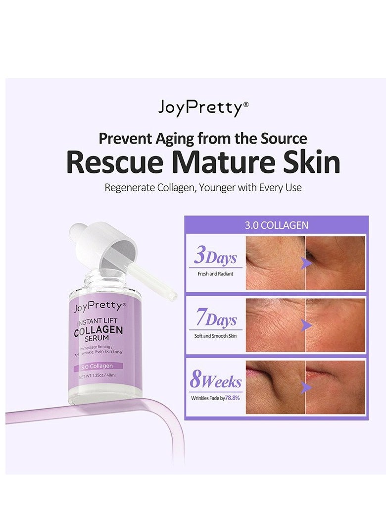JoyPretty - Collagen Serum For Face, Moisturizing Anti-Wrinkles Essence, Skin Brightening, Reduces Fine Lines & Wrinkles, Dark Spot Remove & Skin Brightening, Serums For Skin Care, 1.35 Fl Oz - Image 1