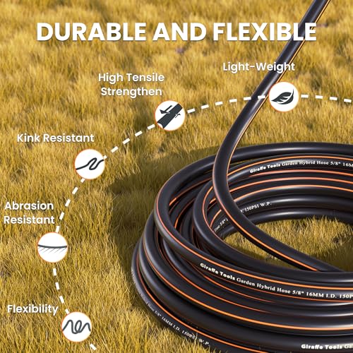 Giraffe Tools Garden Leader Hose 15ft x 5/8", Short Water Hose Heavy Duty, Flexible, Lightweight Hybrid Hose with Swivel Handle, Male to Female Fittings, Burst 600 PSI - Image 2