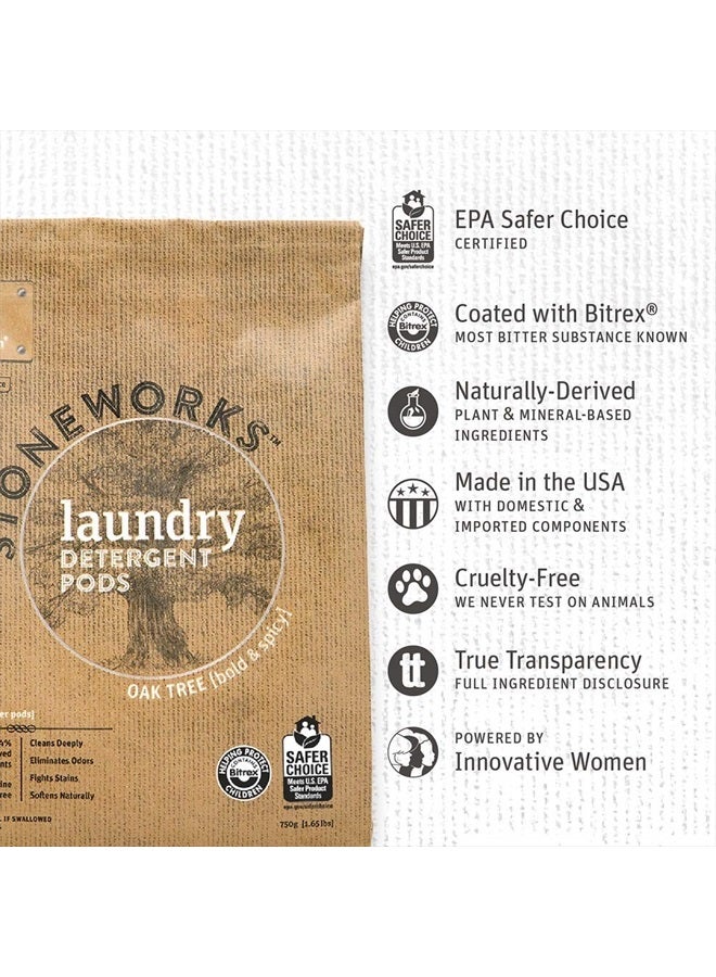 Grab Green Stoneworks Natural Laundry Detergent Powder Pods, Oak Tree, 50 loads - Image 2