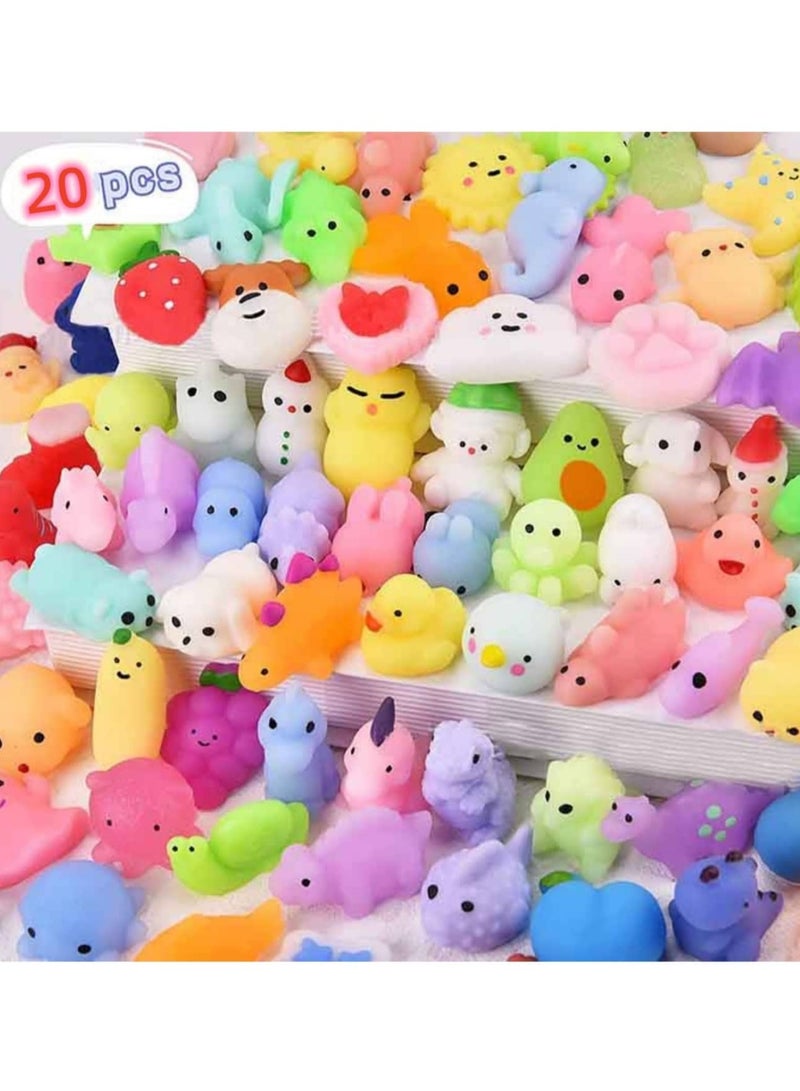 Eotia 20PCS Kawaii Mochi Squishy Toys – Cute Mini Animal Stress Relief Toys for Kids u0026 Adults | Cat u0026 Unicorn Squeeze Toys for Party Favors, Goodie Bags u0026 Sensory Fun - Image 1