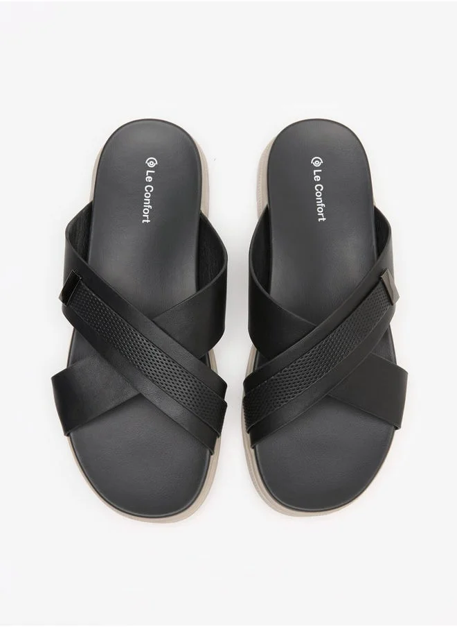 Le Confort Men Cross Strap Slip-On Sandals