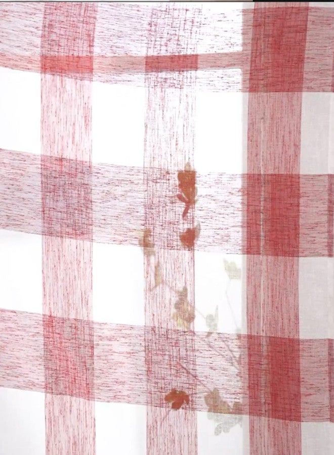 Amzdecor Red Buffalo Plaid Curtains 63 Inch Long Linen Textured Sheer Panels Buffalo Check Plaid Rod Pocket Rustic Window Treatment Sets for Living Room Bedroom Farmhouse,2 Panels,40'x63'',Red/White - Image 5