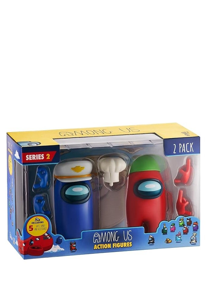 Among Us Among Us Action Figures 2 Pack Window Box (S2) + 5 Hands, Hats & Accessories Includes 1 Rare Accessory 