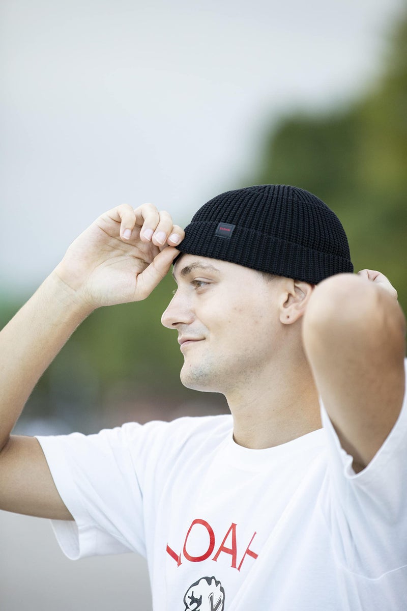 DASMINI Fisherman Beanie Hats for Men Women,Knit Trawler Rollup Edge Skull Cap,Watch Cap,Docker Beanie Spring Fall Short Mini Hats (Black, Size M) - Image 3