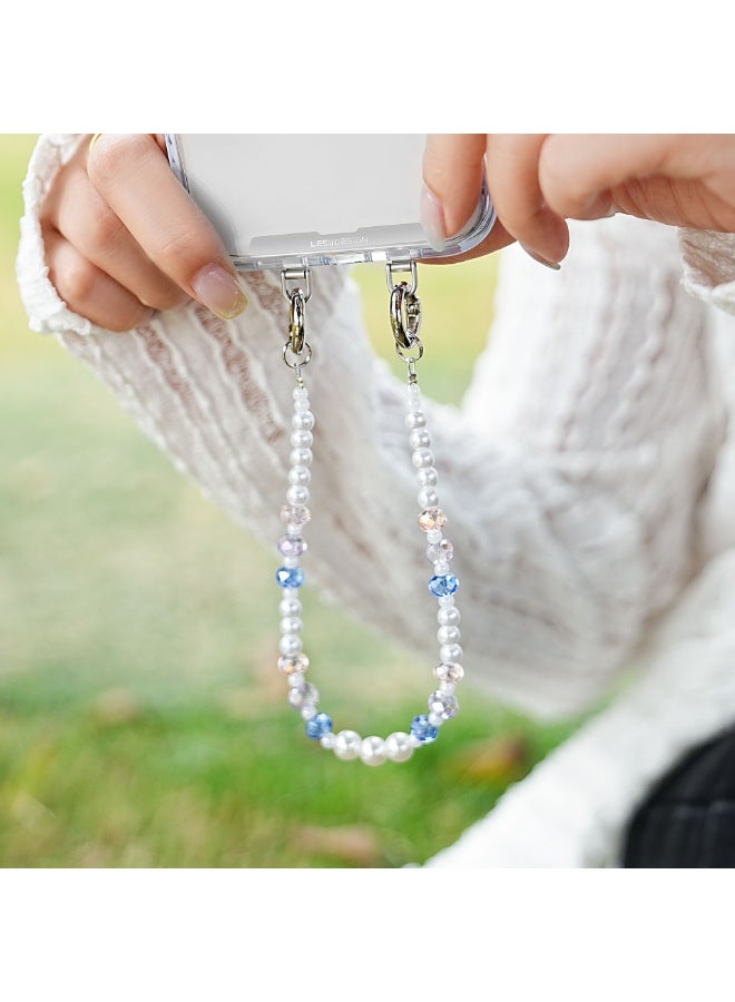 NIBEMINENT Beaded Phone Lanyard, Anti Lost Removable Wrist Strap, Crystal Bracelet Pendant, Phone Keychain Lanyard