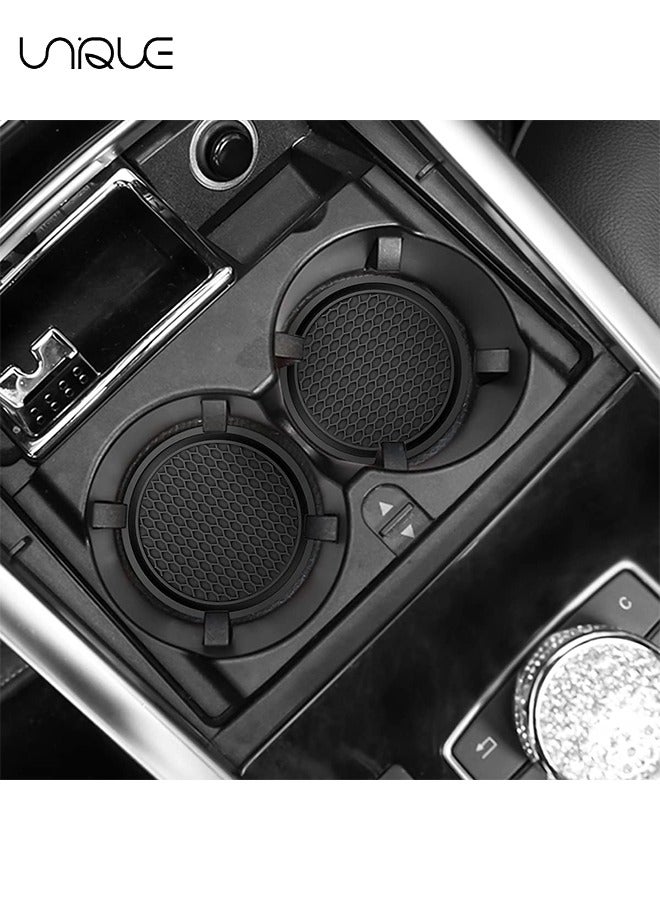 يونيك 2 قطعة كوستر كأس السيارة - حاملات أكواب عالمية غير قابلة للانزلاق مدمجة في كوستر الحلي - 2.75 بوصة كوستر سيارة PVC متين - مناسب لمعظم الملحقات الداخلية للسيارة (أسود) - Image 5