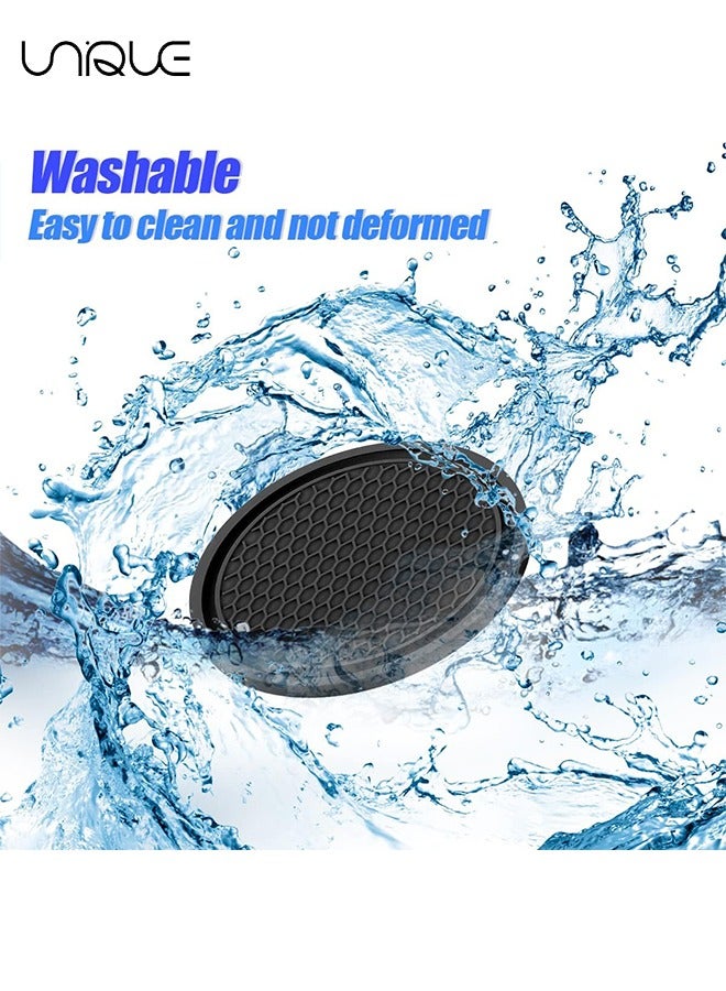 يونيك 2 قطعة كوستر كأس السيارة - حاملات أكواب عالمية غير قابلة للانزلاق مدمجة في كوستر الحلي - 2.75 بوصة كوستر سيارة PVC متين - مناسب لمعظم الملحقات الداخلية للسيارة (أسود) - Image 3