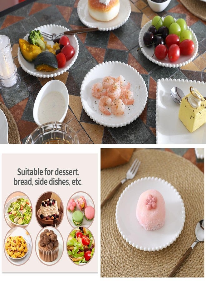 OMAYKEY 5.5 Inch Small Ceramic Dessert Plates Set of 18, Small Appetizer Plates, Porcelain Round Shaped Mini White Plate, for Cake Waffles Snacks Side Dish, Oven Microwave Dishwasher Safe - Image 4