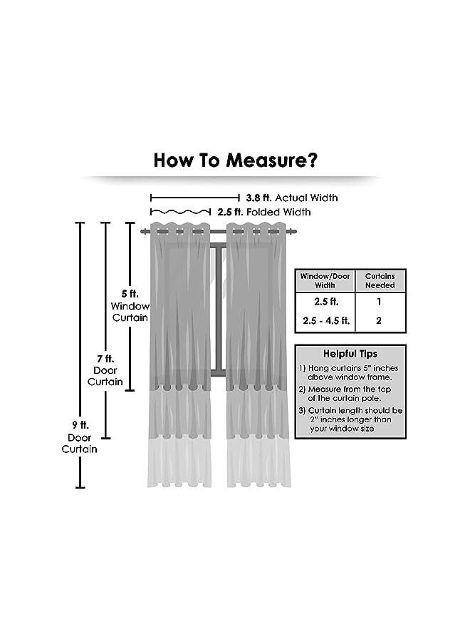 The Bros Window Curtains 5 feet Long Set of 2 for Living Room Bedroom, Kitchen | Semi Transparent | Crystal Sheer Curtains | (118 x 152 cm, White) - Image 4