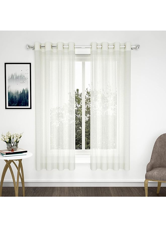 The Bros Window Curtains 5 feet Long Set of 2 for Living Room Bedroom, Kitchen | Semi Transparent | Crystal Sheer Curtains | (118 x 152 cm, White) - Image 1