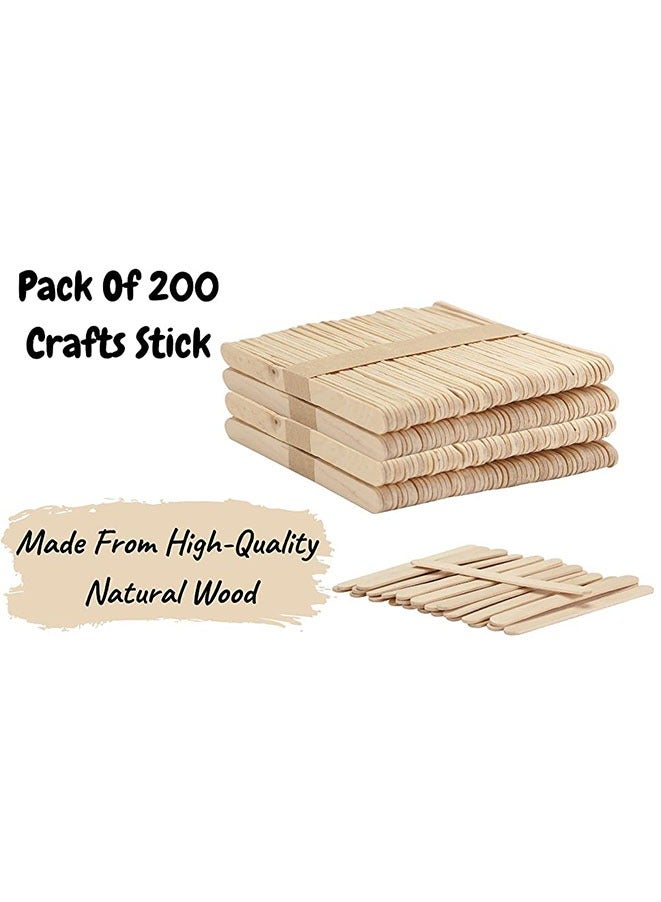 Muyixin 200 قطعة من أعواد المصاصة الخشبية المصنوعة من الخشب الطبيعي وأدوات الكيك للأطفال والأعمال الفنية والحرف اليدوية - Image 5