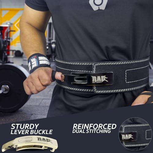 RAD Weight Lifting Gym Belt for Men & Women, Size 38-42 Inches, Thick 10MM & Width 4 Inch, Lever Powerlifting Belt, Black Leather - Image 3