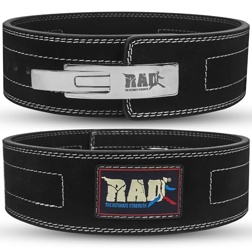 RAD Weight Lifting Gym Belt for Men & Women, Size 38-42 Inches, Thick 10MM & Width 4 Inch, Lever Powerlifting Belt, Black Leather - Image 1